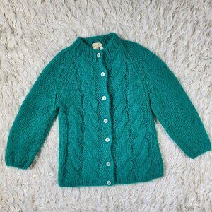 Vintage Mantessa Hand Knit Wool Sweater Cardigan Size 34 - Made in Italy